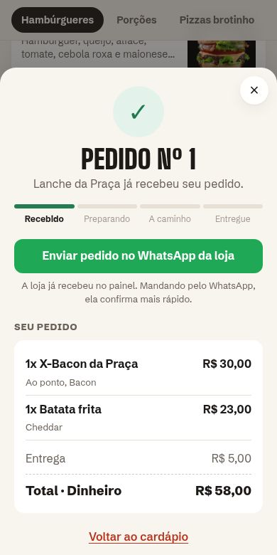 Cliente acompanhando o pedido